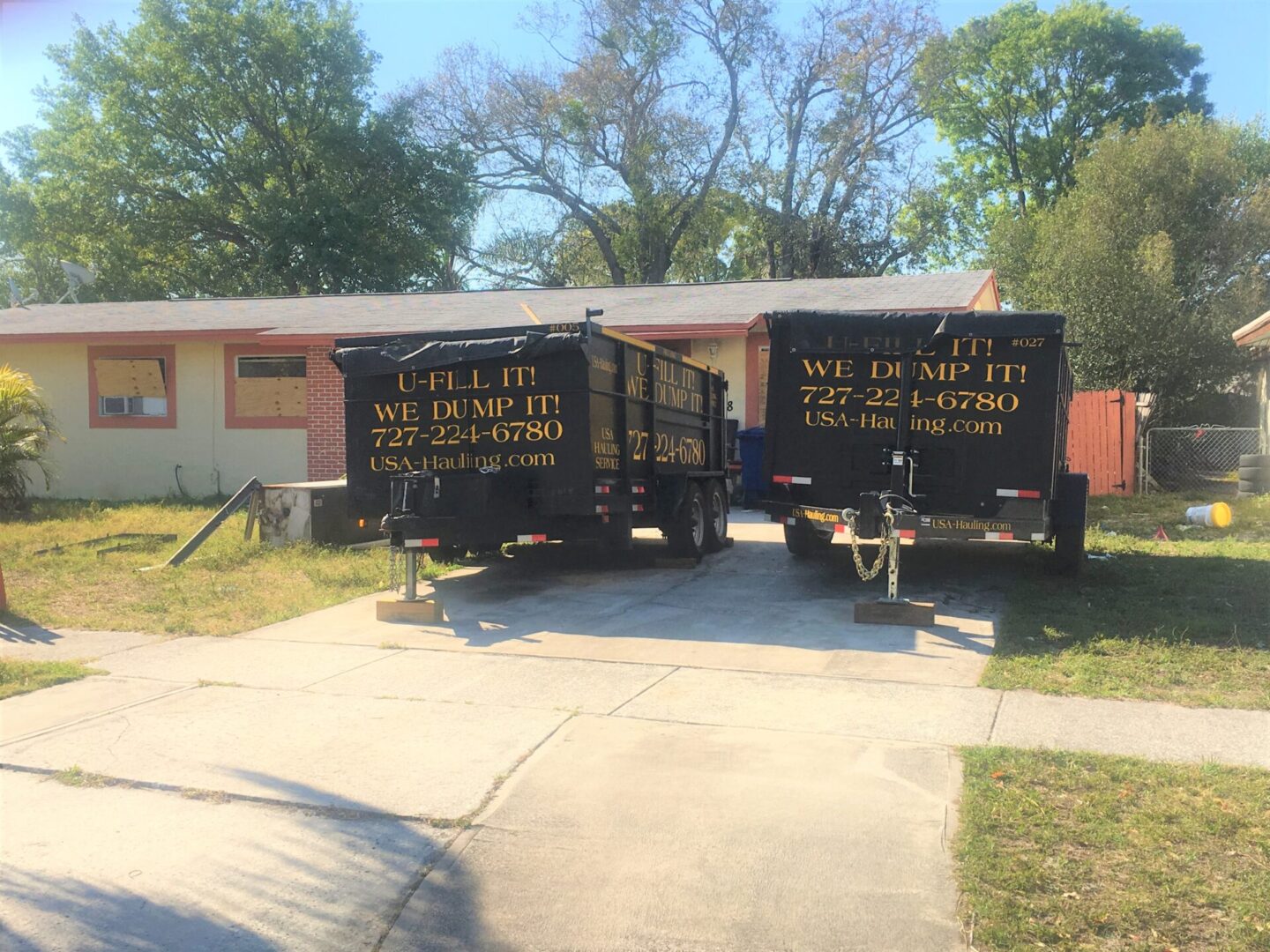 Our waste management dumpster rental units in Tampa, FL.